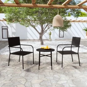 3-Piece Black Synthetic Rattan Garden Dining Set by vidaXL, Garden sets - Ref: Foro24-3098033, Price: 77,29 €, Discount: %
