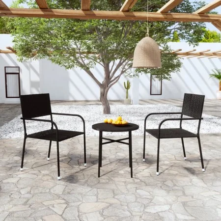 3-Piece Black Synthetic Rattan Garden Dining Set by vidaXL, Garden sets - Ref: Foro24-3098033, Price: 77,29 €, Discount: %