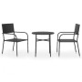 3-teiliges Garten-Ess-Set aus schwarzem synthetischem Rattan von vidaXL, Gartensets - Ref: Foro24-3098033, Preis: 79,75 €, Ra...