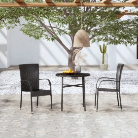 3-Piece Black Synthetic Rattan Garden Dining Set by vidaXL, Garden sets - Ref: Foro24-3098028, Price: 122,28 €, Discount: %