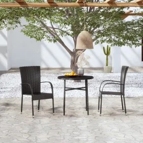 3-Piece Black Synthetic Rattan Garden Dining Set by vidaXL, Garden sets - Ref: Foro24-3098028, Price: 135,64 €, Discount: %