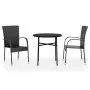 3-teiliges Garten-Ess-Set aus schwarzem synthetischem Rattan von vidaXL, Gartensets - Ref: Foro24-3098028, Preis: 135,64 €, R...
