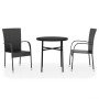 Juego de comedor para jardín 3 piezas ratán sintético negro de vidaXL, Conjuntos de jardín - Ref: Foro24-3098028, Precio: 122...