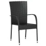 3-teiliges Garten-Ess-Set aus schwarzem synthetischem Rattan von vidaXL, Gartensets - Ref: Foro24-3098028, Preis: 135,64 €, R...