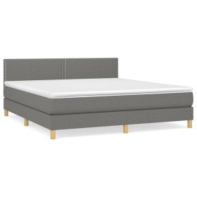 Cama box spring con colchón tela gris oscuro 160x200 cm