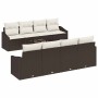 Conjunto de sofá de jardín 9 pcs Marrón y crema 55 x 55 x 37 cm