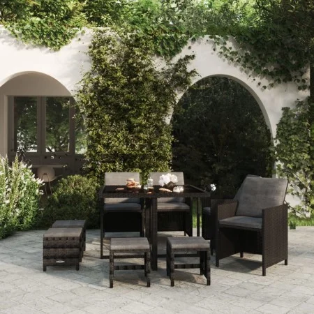 9-piece garden dining set and black synthetic rattan cushions by vidaXL, Garden sets - Ref: Foro24-3095508, Price: 449,74 €, ...