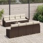 Conjunto de sofá de jardín 9 pcs Marrón y crema 55 x 55 x 37 cm