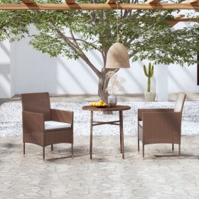 Braunes synthetisches Rattan Garten Esszimmer Set 3 Stück von vidaXL, Gartensets - Ref: Foro24-3098024, Preis: 152,52 €, Raba...