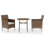 Juego de comedor para jardín 3 piezas ratán sintético marrón de vidaXL, Conjuntos de jardín - Ref: Foro24-3098024, Precio: 15...