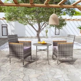 Garten Esstischgarnitur 3 Stück Kunststoff Rattan grau von vidaXL, Gartensets - Ref: Foro24-3098026, Preis: 156,85 €, Rabatt: %