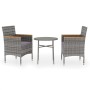 Garten Esstischgarnitur 3 Stück Kunststoff Rattan grau von vidaXL, Gartensets - Ref: Foro24-3098026, Preis: 161,97 €, Rabatt: %