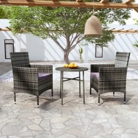 3-teiliges Garten-Essset aus grauem synthetischem Rattan von vidaXL, Gartensets - Ref: Foro24-3098023, Preis: 144,30 €, Rabat...