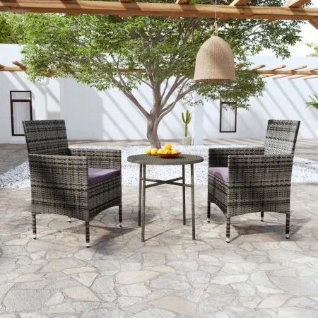 Juego de comedor para jardín 3 piezas ratán sintético gris de vidaXL, Conjuntos de jardín - Ref: Foro24-3098023, Precio: 144,...