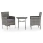 3-teiliges Garten-Essset aus grauem synthetischem Rattan von vidaXL, Gartensets - Ref: Foro24-3098023, Preis: 144,30 €, Rabat...