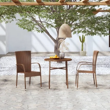 3-Piece Brown Synthetic Rattan Garden Dining Set by vidaXL, Garden sets - Ref: Foro24-3098027, Price: 123,40 €, Discount: %