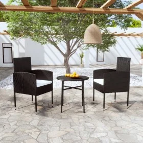 3-teiliges Garten-Ess-Set aus schwarzem synthetischem Rattan von vidaXL, Gartensets - Ref: Foro24-3098035, Preis: 117,93 €, R...