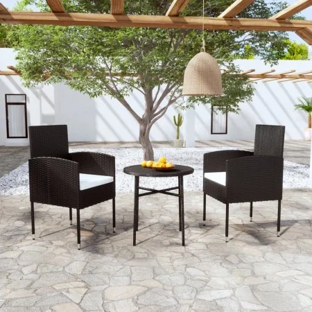 3-teiliges Garten-Ess-Set aus schwarzem synthetischem Rattan von vidaXL, Gartensets - Ref: Foro24-3098035, Preis: 117,93 €, R...