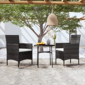 3-teiliges Garten-Ess-Set aus schwarzem synthetischem Rattan von vidaXL, Gartensets - Ref: Foro24-3098022, Preis: 153,67 €, R...