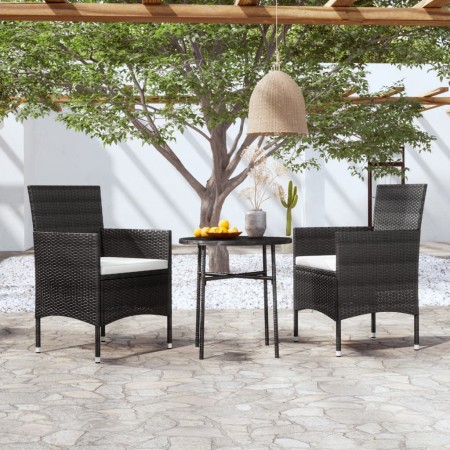 3-teiliges Garten-Ess-Set aus schwarzem synthetischem Rattan von vidaXL, Gartensets - Ref: Foro24-3098022, Preis: 150,37 €, R...