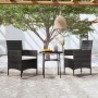 3-Piece Black Synthetic Rattan Garden Dining Set by vidaXL, Garden sets - Ref: Foro24-3098022, Price: 150,26 €, Discount: %