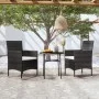 3-teiliges Garten-Ess-Set aus schwarzem synthetischem Rattan von vidaXL, Gartensets - Ref: Foro24-3098022, Preis: 153,67 €, R...