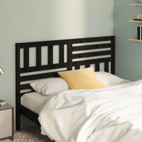 Solid black pine wood bed headboard 156x4x100 cm by vidaXL, Headboards and footboards - Ref: Foro24-814153, Price: 57,15 €, D...