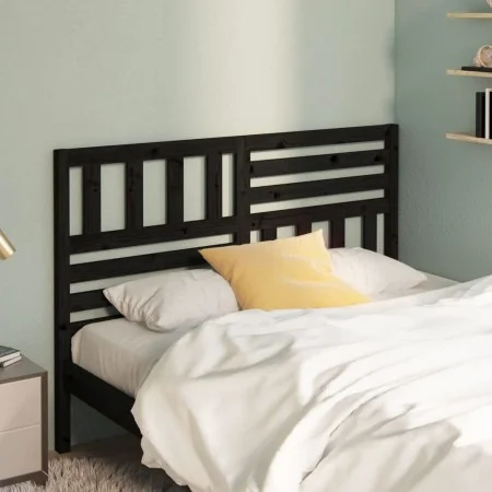 Solid black pine wood bed headboard 156x4x100 cm by vidaXL, Headboards and footboards - Ref: Foro24-814153, Price: 57,15 €, D...
