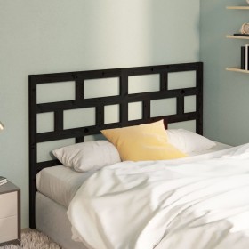Solid black pine wood bed headboard 126x4x100 cm by vidaXL, Headboards and footboards - Ref: Foro24-814188, Price: 36,91 €, D...