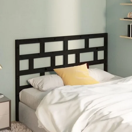 Solid black pine wood bed headboard 141x4x100 cm by vidaXL, Headboards and footboards - Ref: Foro24-814193, Price: 48,55 €, D...