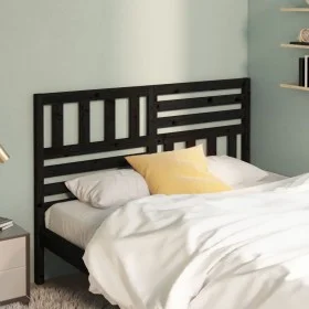Solid black pine wood bed headboard 146x4x100 cm by vidaXL, Headboards and footboards - Ref: Foro24-814148, Price: 46,48 €, D...