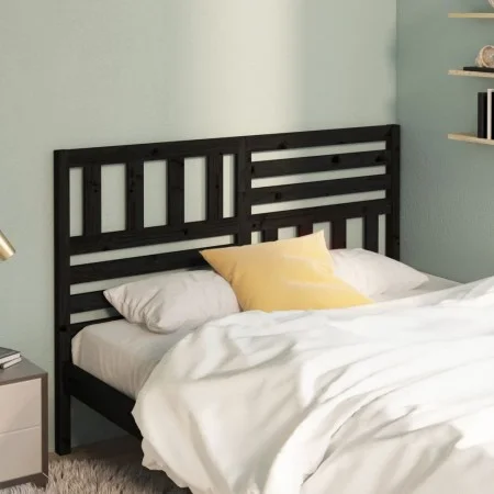Solid black pine wood bed headboard 146x4x100 cm by vidaXL, Headboards and footboards - Ref: Foro24-814148, Price: 46,48 €, D...