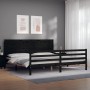Bed frame with black solid wood headboard 200x200 cm by vidaXL, Beds and slatted bases - Ref: Foro24-3194660, Price: 190,93 €...