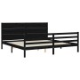 Bed frame with black solid wood headboard 200x200 cm by vidaXL, Beds and slatted bases - Ref: Foro24-3194660, Price: 190,93 €...