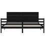 Bed frame with black solid wood headboard 200x200 cm by vidaXL, Beds and slatted bases - Ref: Foro24-3194660, Price: 190,93 €...