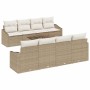 Conjunto de sofá de jardín 9 pcs Beige y Crema 55 x 55 x 37 cm