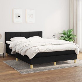 Cama box spring con colchón tela negro 140x200 cm en Camas y somieres | Comprar online en Foro24