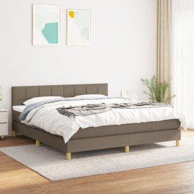 Cama box spring con colchón tela gris taupe 160x200 cm Cama box spring con colchón tela gris taupe 160x200 cm