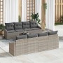 Conjunto de sofá de jardín 9 pcs Gris Claro 55 x 55 x 37 cm