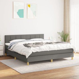 Cama box spring con colchón tela gris oscuro 180x200 cm Cama box spring con colchón tela gris oscuro 180x200 cm