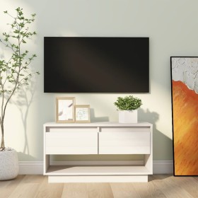 Mueble de TV de madera maciza de pino blanco 74x34x40 cm