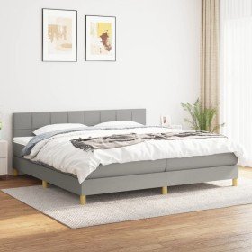 Cama box spring con colchón tela gris claro 200x200 cm Cama box spring con colchón tela gris claro 200x200 cm