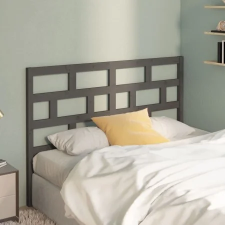 Solid gray pine wood bed headboard 146x4x100 cm by vidaXL, Headboards and footboards - Ref: Foro24-814196, Price: 48,68 €, Di...