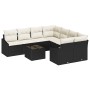 Conjunto de sofá de jardín 9 pcs Negro y crema 55 x 55 x 37 cm