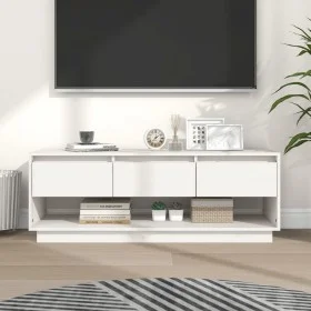 Mueble de TV de madera maciza de pino blanco 110,5x34x40 cm de vidaXL, Muebles TV - Ref: Foro24-813845, Precio: 74,00 €, Desc...