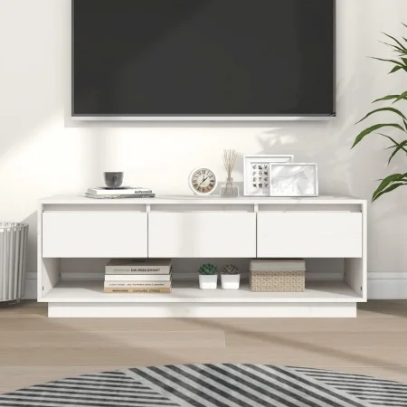 Solid white pine wood TV cabinet 110.5x34x40 cm by vidaXL, TV Furniture - Ref: Foro24-813845, Price: 73,94 €, Discount: %