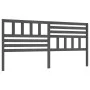 Cabecero de cama madera maciza de pino gris 206x4x100 cm de vidaXL, Cabeceros y pies de cama - Ref: Foro24-814166, Precio: 54...