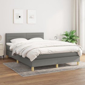 Cama box spring con colchón tela gris oscuro 140x190 cm Cama box spring con colchón tela gris oscuro 140x190 cm