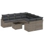 Conjunto de sofá de jardín con cojín 9 pcs Gris 55 x 55 x 37 cm