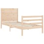 Bed frame with solid wood headboard 100x200 cm by vidaXL, Beds and slatted bases - Ref: Foro24-3194626, Price: 123,82 €, Disc...